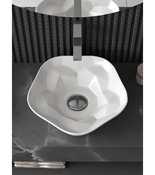 Раковина санфаянс накладная круглая BAU Element Cristal D40.5, белая