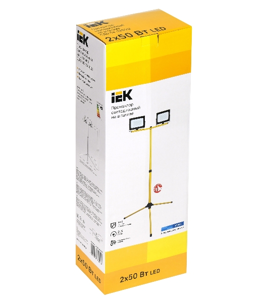 Прожектор светодиодный IEK LPDO606-2X050-65-K02 СДО 06-2х50Ш штатив 6500К IP65 черный