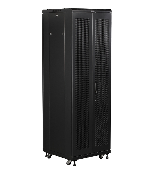 Шкаф 19' Business, 42U 600x800, черный, передняя дверь стекло, задняя дверь распашная металл