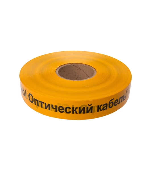 Лента сигнальная Rexant 'Осторожно оптический кабель' 40 мм х 500 м желтый/черный