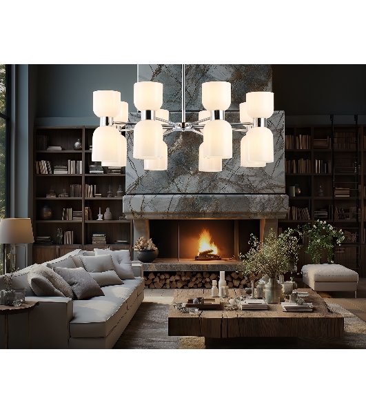 Люстра Ambrella light LH56085/16 СH/FR хром/белый матовый E14*16 max 40W D860*510