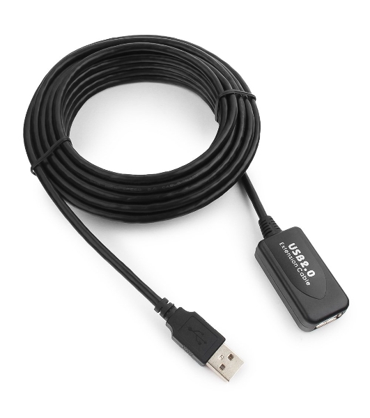 Кабель Gembird USB 2.0 удлинительный, активный 4.8м AM/AF, черный