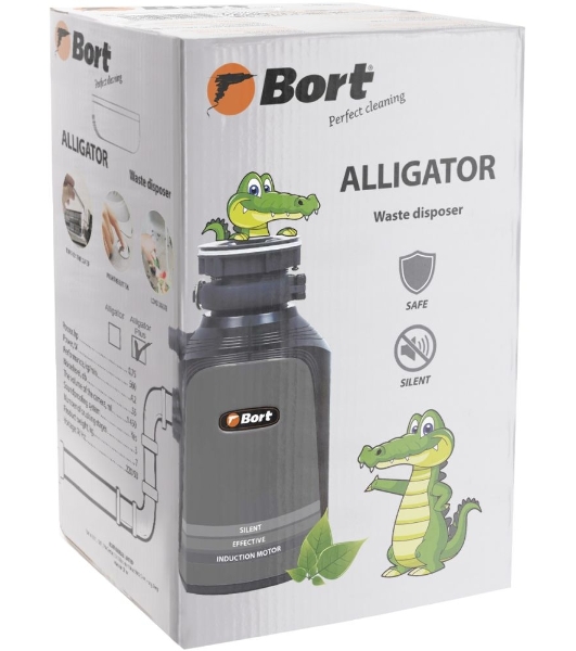 Измельчитель пищевых отходов Bort Alligator Plus, 750 Вт., объем 1 450 мл., пневмовыключатель