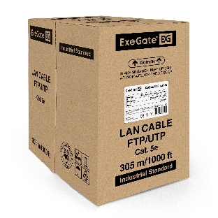 Кабель ExeGate EX289281RUS UTP4-C5e-CU-S25-IN-LSZH-GR-305 UTP 4 пары кат.5e медь, 25AWG, LSZH, бухта 305м, серый