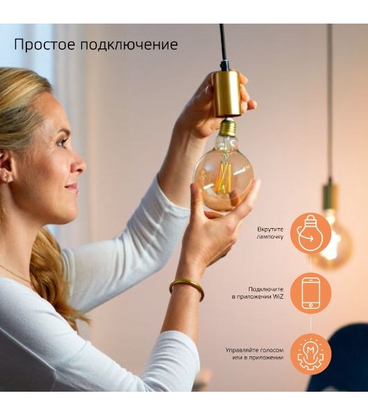 Лампа светодиодная филаментная Gauss Smart Home DIM+CCT E14 CF35 4,5 Вт 2000-6500 К 1/10/40