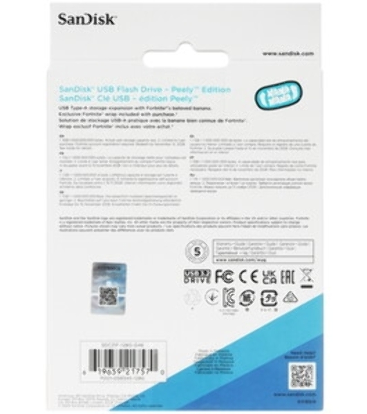 Флешка USB SanDisk Fortnite, Peely Edition 128Gb SDCZIF-128G-G46, USB3.2, желтая