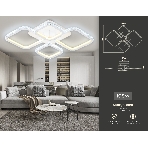 Потолочный светодиодный светильник FA9541/2+2 WH белый 108W 6400K/3000K 670*500*110 (ПДУ РАДИО 2.4G), фото5