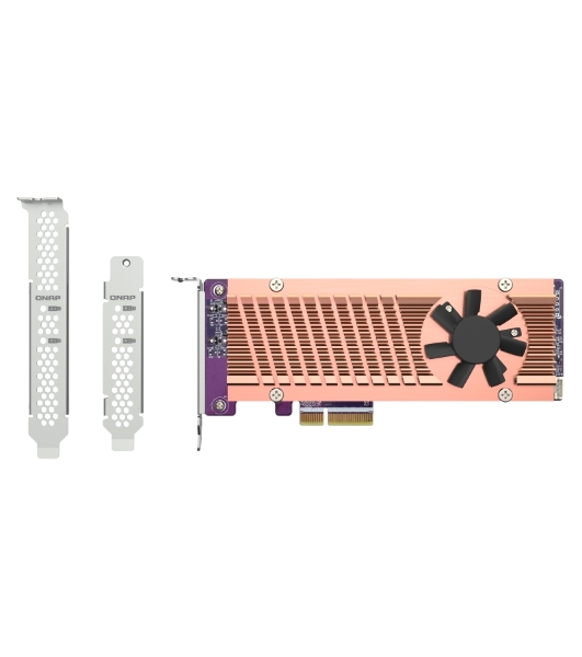 Плата расширения QNAP QM2-2P-344A 2 x M.2 22110 or 2280 PCIe (Gen3 x4) NVMe SSD slots, Low-profile flat and Full-height brackets included.