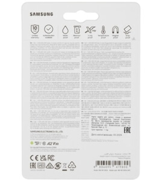 Флеш карта microSDXC 128Gb Samsung EVO Plus Class 10, A2, V30, UHS-I, W 90 МБ/с, R 160 МБ/с, MB-MC128SA/KR адаптер на SD