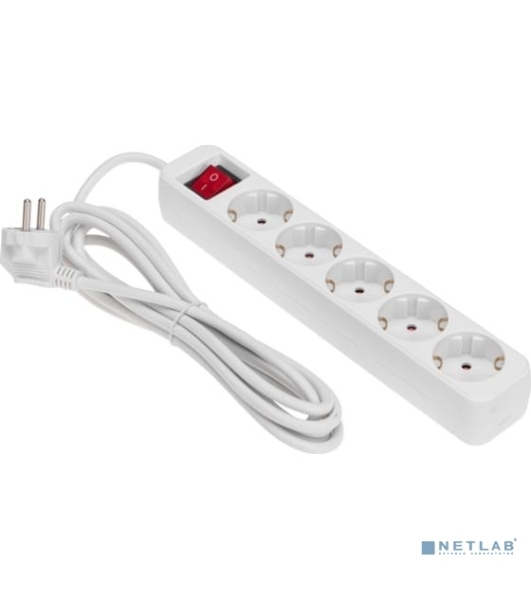 Удлинитель STANDARD 5 гнезд, 3м, 3х1,0мм², с/з, с выключателем, белый Rexant