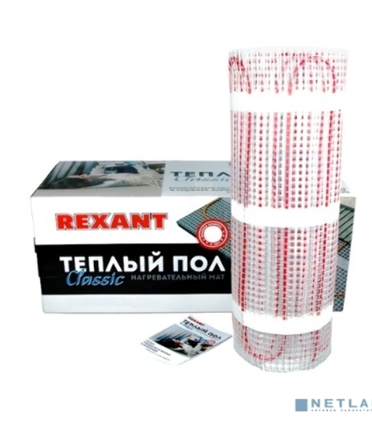Теплый пол (нагревательный мат) Rexant Classic RNX -1,5-225 (площадь1,5 м2 (0,5 х 3,0 м)),225 Вт, двухжильный с экраном