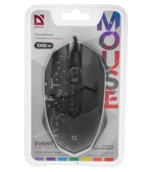 Мышь проводная Defender Event MB-754 черный, 1000 dpi, USB, кнопки - 3