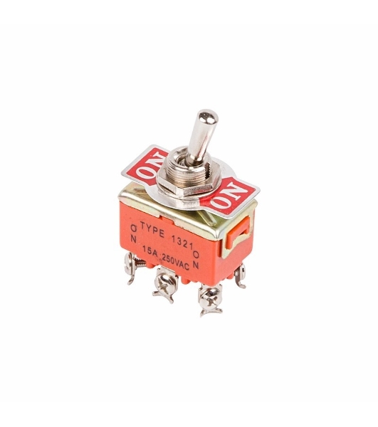 Тумблер Rexant 250V 15А (6c) ON-ON двухполюсный (KN-202) (в упак. 1шт.)