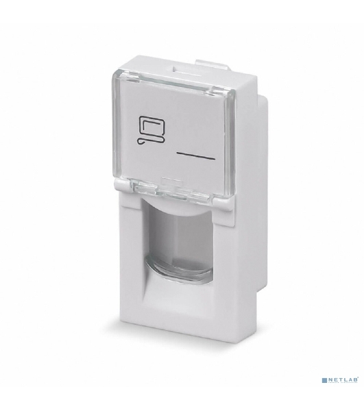 Вставка Rexant Mosaic 22,5x45, на 1 порт с прозрачной шторкой и увеличенным окном маркировки, белая