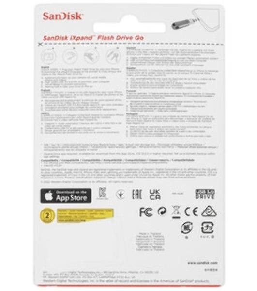 Флешка USB SanDisk IX60N iXpand Go (SDIX60N-064G-GN6NN), 64Gb, USB 3.0/Lightning, R/W 150/70, черный/серебристый