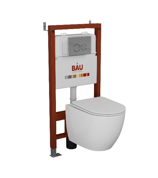 Комплект BAU 6 в 1: инсталляция BAU PRO, унитаз подвесной безободковый Bau Dream, быстросъемное тонкое сиденье дюропласт микролифт, клавиша BASIC хром