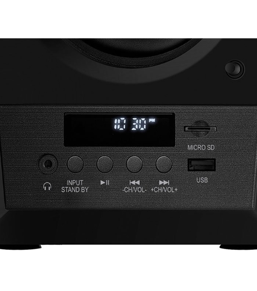 Акустическая система 2.0 SVEN MC-10, чёрный, мощность 2x25Вт (RMS), FM-тюнер, USB/microSD, дисплей, пульт ДУ, Bluetooth SVEN MC-10, чёрный, акустическая система 2.0, мощность 2x25Вт (RMS), FM-тюнер, USB/microSD, дисплей, пульт ДУ, Bluetooth