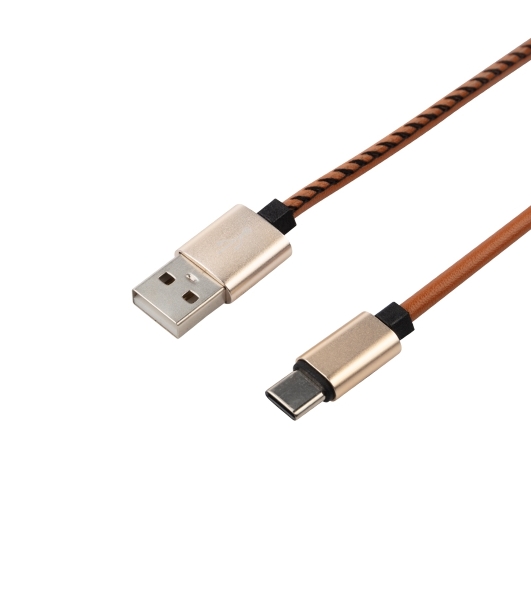 Кабель USB-Type-C Rexant 2A/leather/brown/1м