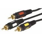 Шнур Rexant 3 RCA - 3 RCA, длина 3 метра, черный (GOLD), фото 1