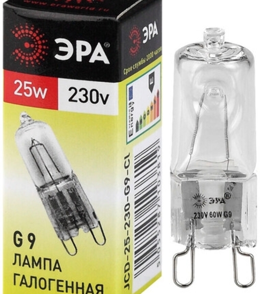 Лампа галогенная ЭРА G9-JCD-25-230V-Cl(100/1000/30000)