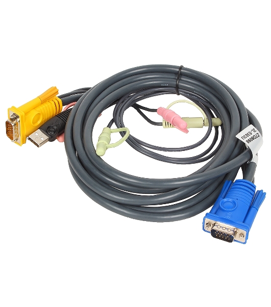 Кабель ATEN KVM Cable 2L-5303U Кабель для KVM: USB(Am)+DB15(m)+2*Audio (PC) -на- SPHD15(m)+2*Audio (KVM), 3м