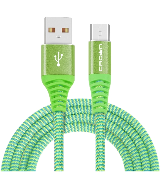 Кабель Crown USB - microUSB CMCU-3102M green