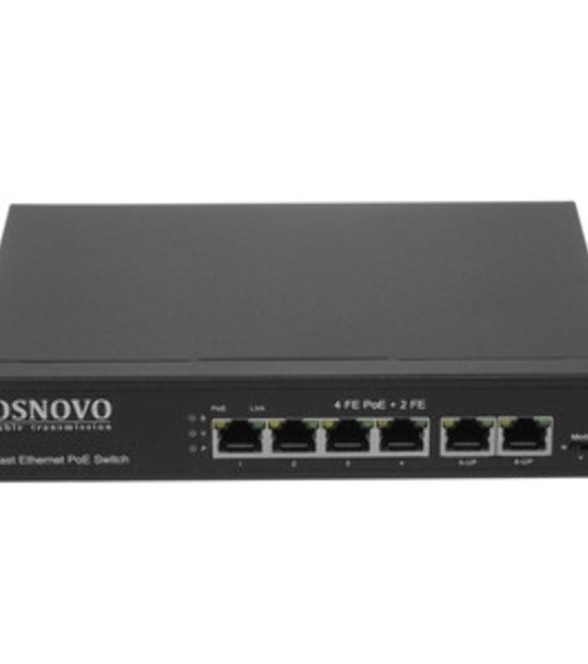 Коммутатор Osnovo SW-20600/D удлинитель FE на 6 портов с питанием по PoE, 4 *10/100 Base-T PoE, 1 *10/100 Base-T Uplink с поддержкой питания по PoE (до 90W), 1 *10/100 Base-T Uplink, PoE на порт - до 30W, суммарно до до 87W
