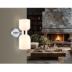 Настенный светильник Ambrella light LH56087/2 СH/FR хром/белый матовый E14*2 max 40W 215*120*300, фото 1