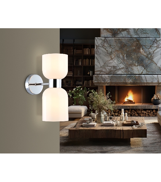 Настенный светильник Ambrella light LH56087/2 СH/FR хром/белый матовый E14*2 max 40W 215*120*300