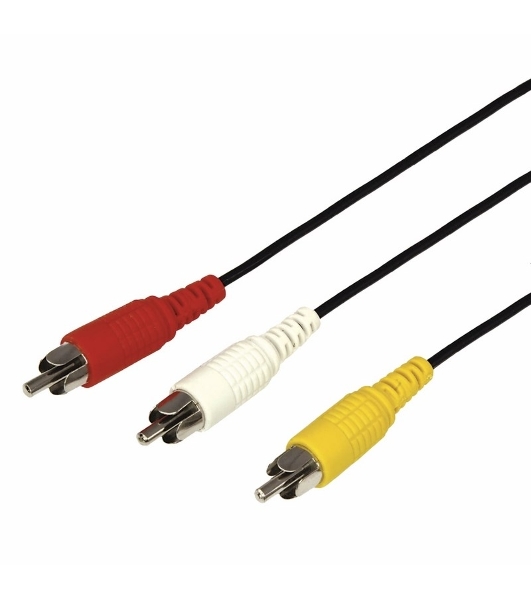 Шнур Rexant 3 RCA - 3 RCA, 5 м, черный (10 шт./уп.)