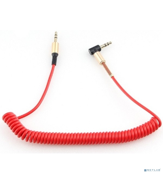 Кабель Cablexpert аудио 90˚ спиральный CCAB-02-35MMLC-1.8MR. 3.5 Jack (M)/3.5 Jack (M), красный, 1.8м, блистер