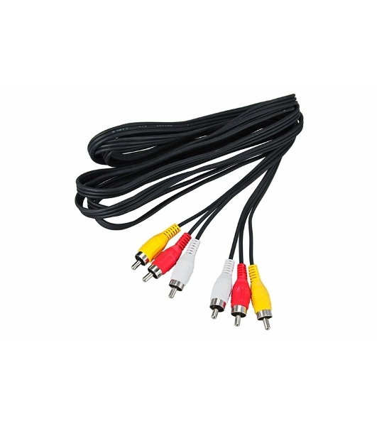 Шнур Rexant 3 RCA - 3 RCA, 5 м, черный (10 шт./уп.)