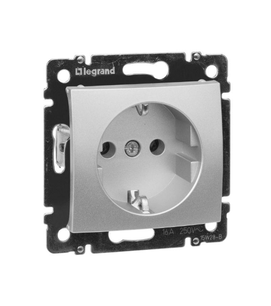 Розетка электрическая Legrand 770120 Valena с заземлением (алюминий)
