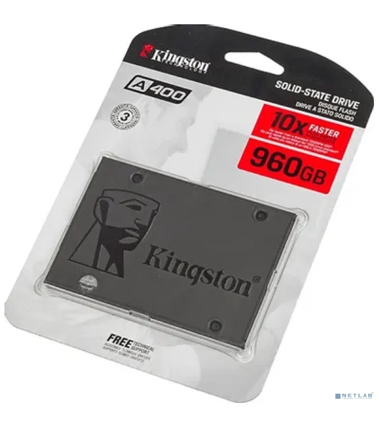 Накопитель SSD Kingston A400, 960Gb, SATA III, 2.5', R/W 500/450