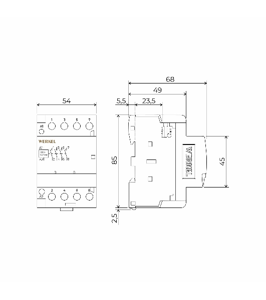 Контактор модульный WERKEL 63 A 4NO (3 мод.) W943M63O