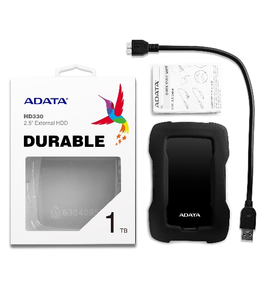 Внешний HDD 2.5' ADATA HD330, 1TB, USB 3.2 Gen 1 Type-A, 5400 rpm, черный