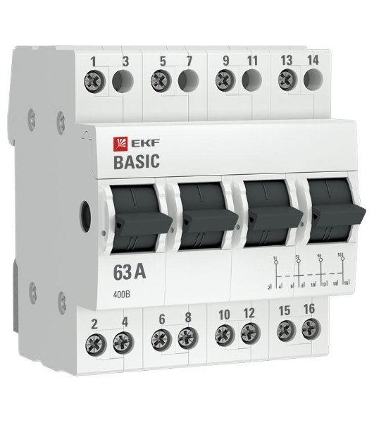 Переключатель трехпозиционный 4п 63А Basic EKF tps-4-63