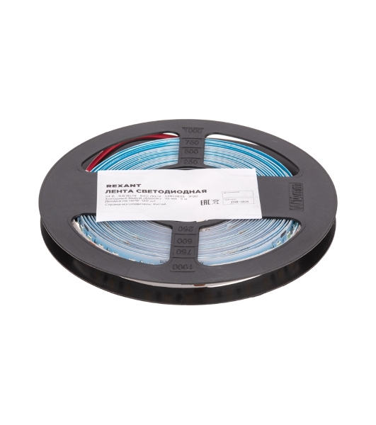 Лента светодиодная Rexant 24В, SMD2835, 9,6Вт/м, 120 LED/м, 6500K, 10мм, 5м,IP20
