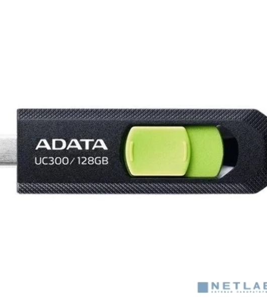 Флешка USB ADATA UC300 (ACHO-UC300-128G-RBK/GN), 128Gb, Type-C USB 3.2, R/W 100/30, черный/зеленый