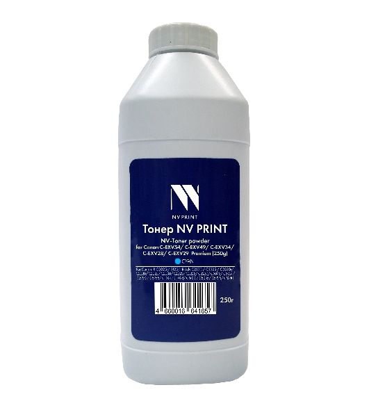 Тонер + девелопер NVPrint Canon C-EXV54, C-EXV49, C-EXV34, C-EXV28, C-EXV29 (250г) Cyan для IR C3025i, 3125, IR Adv C3320i, C3325i, C3330i, C2020, C2025, C2030, C2220, C2225, C2230, C5045, C5051, C5250, C5255, C1021, C1028, C5030, C5035, C5235, C5240 Premium