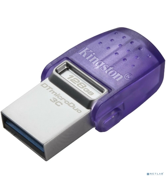 Флешка USB Kingston DataTraveler microDuo 3C (DTDUO3CG3/128Gb), 128Gb, USB 3.2 Gen 1/Type-C, R/W 200/15, фиолетовый