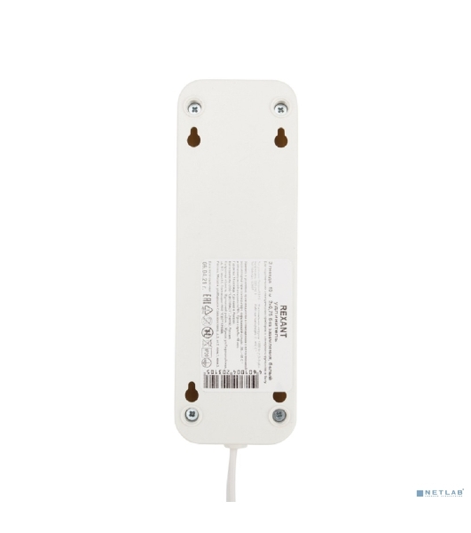 Удлинитель Rexant 3 гнезда, 10 м, 2х0.75 мм², б/з, белый (Сделано в России)