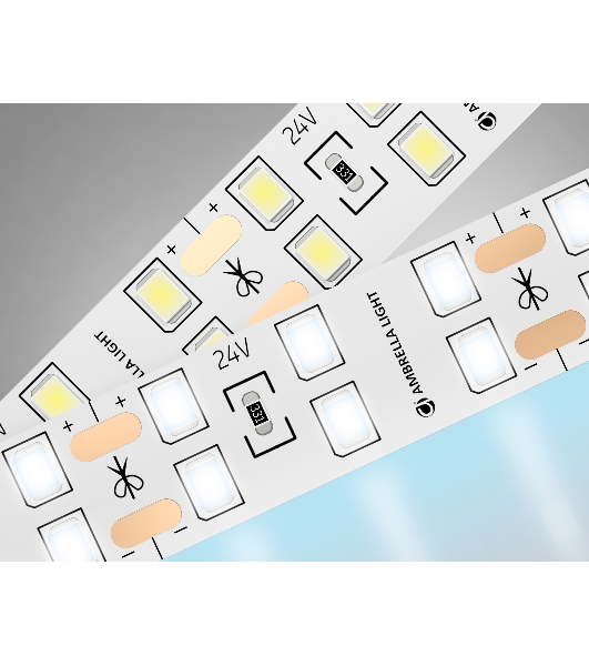 Светодиодная лента Ambrella light GS3603 2835 204Led/ 20W m/ 24V IP20 6500K/ 5000*14*1.2mm (2 конт.)