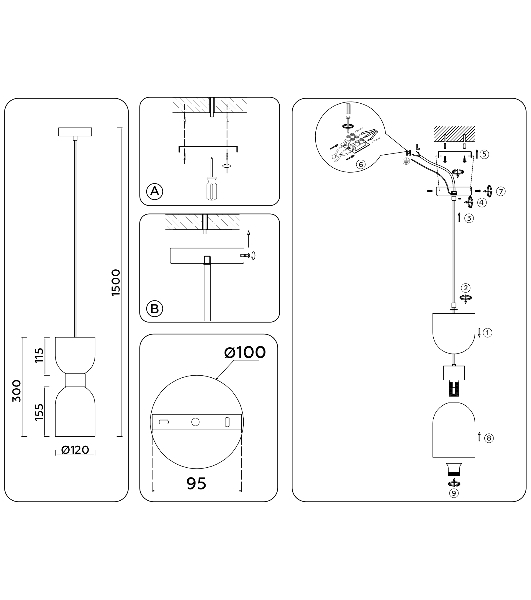 Светильник Ambrella light LH56091 BS/FR латунь/белый матовый E14 max 60W D120*1500
