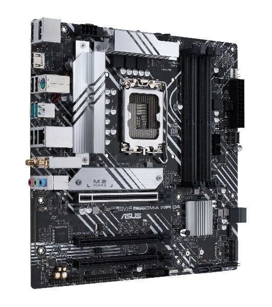 Материнская плата ASUS PRIME B660M-A WIFI D4, Socket LGA 1700, Intel B660, 4xDDR4, 4xSATA, 2xM.2, 1xPCIe 4.0 x16, 1xPCIe 3.0 x16, 1xDP, 2xHDMI, 1x 1Gb LAN, 2xUSB-A 3.2 Gen 2, 4xUSB-A 2.0, 3x3.5 мм, 7.1, mATX