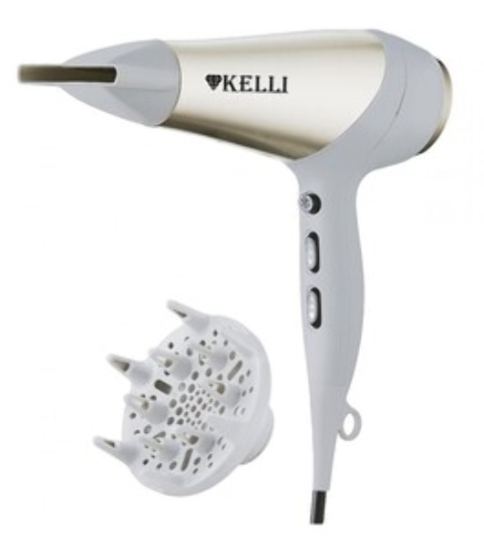 Фен Kelli KL-1125 белый/золотистый, 2400 Вт