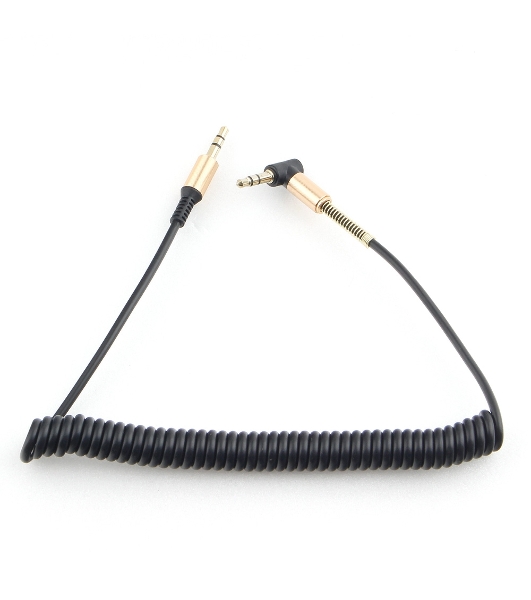 Кабель Cablexpert аудио 90˚ спиральный CCAB-02-35MMLC-1.8MB. 3.5 Jack (M)/3.5 Jack (M), черный, 1.8м, блистер