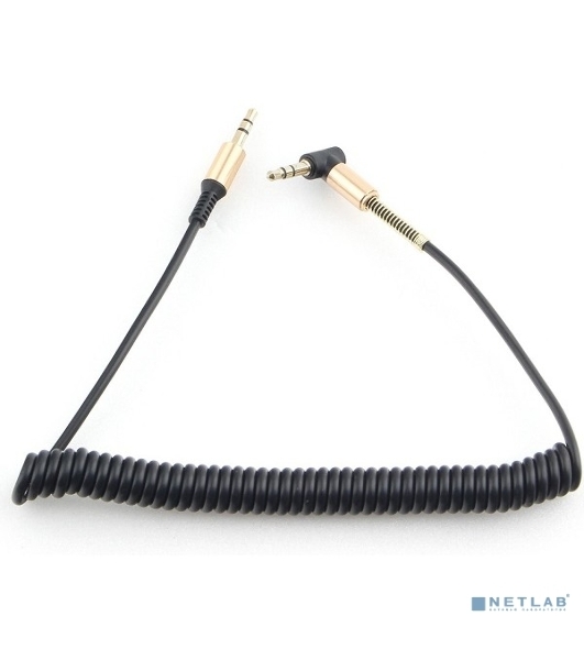 Кабель Cablexpert аудио 90˚ спиральный CCAB-02-35MMLC-1.8MB. 3.5 Jack (M)/3.5 Jack (M), черный, 1.8м, блистер