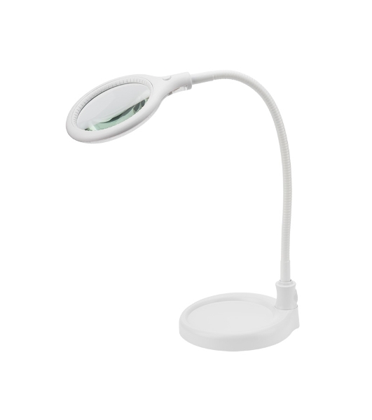 Лупа настольная 3D Rexant с подсветкой 30 LED, подставка+прищепка, белая