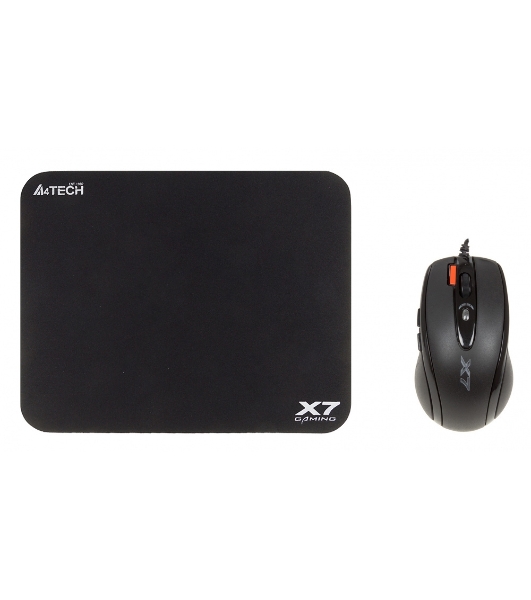 Мышь проводная + коврик A4Tech X-7120 черный, 2000 dpi, USB, кнопки - 7